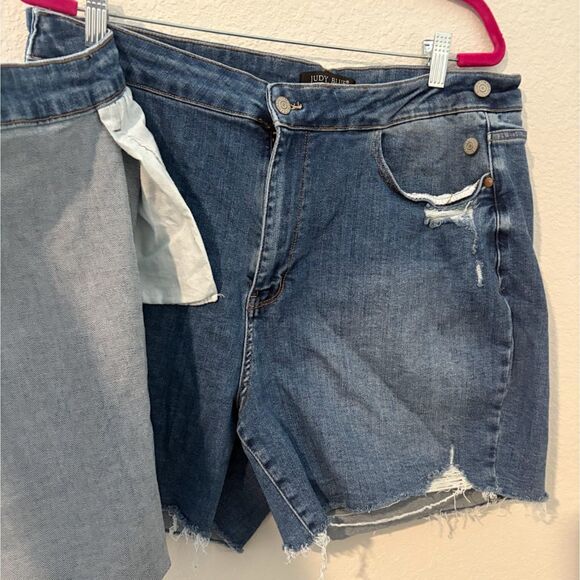 Judy Blue Distressed Denim Wrap Skort - Picture 5 of 11